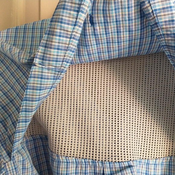 Men's Exfficio Vented Blue Plaid Long Sleeve Shirt  Size Large - Picture 5 of 8